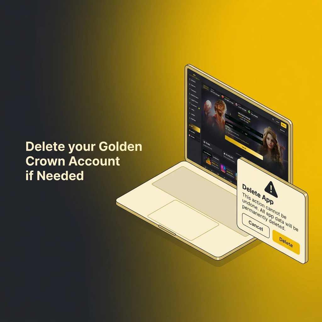 Steps to withdraw funds and permanently delete your Golden Crown account via customer support.