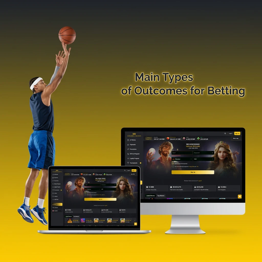 Infographic detailing the main types of betting outcomes: Match Winner, Over/Under Totals, and Handicap Betting.
