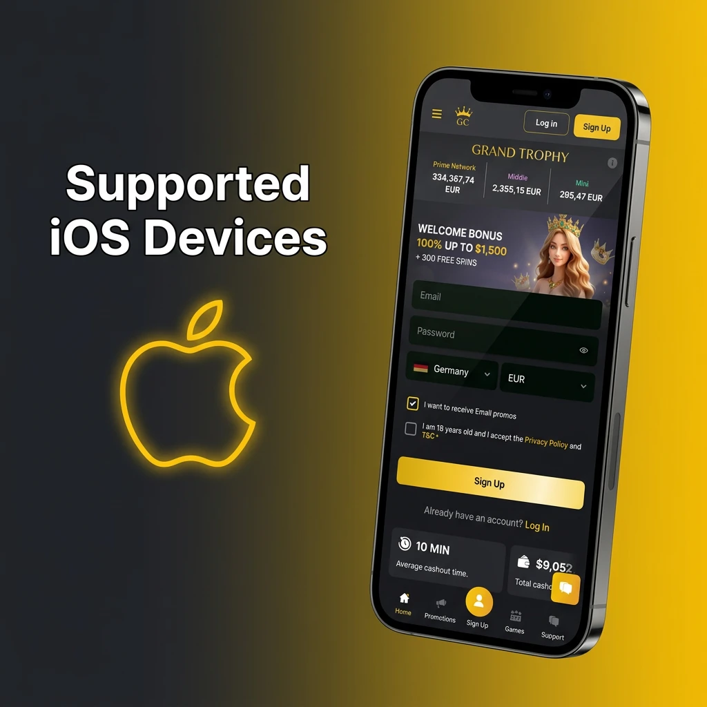 List of supported iOS devices: iPhones (X to 15, SE), iPad Pro, iPad Air (3rd gen+), and iPod Touch.
