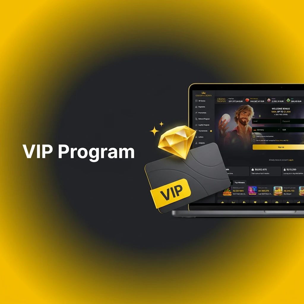 Golden Crown VIP program tiers offering exclusive loyalty rewards like higher limits, cashback, and birthday bonuses.
