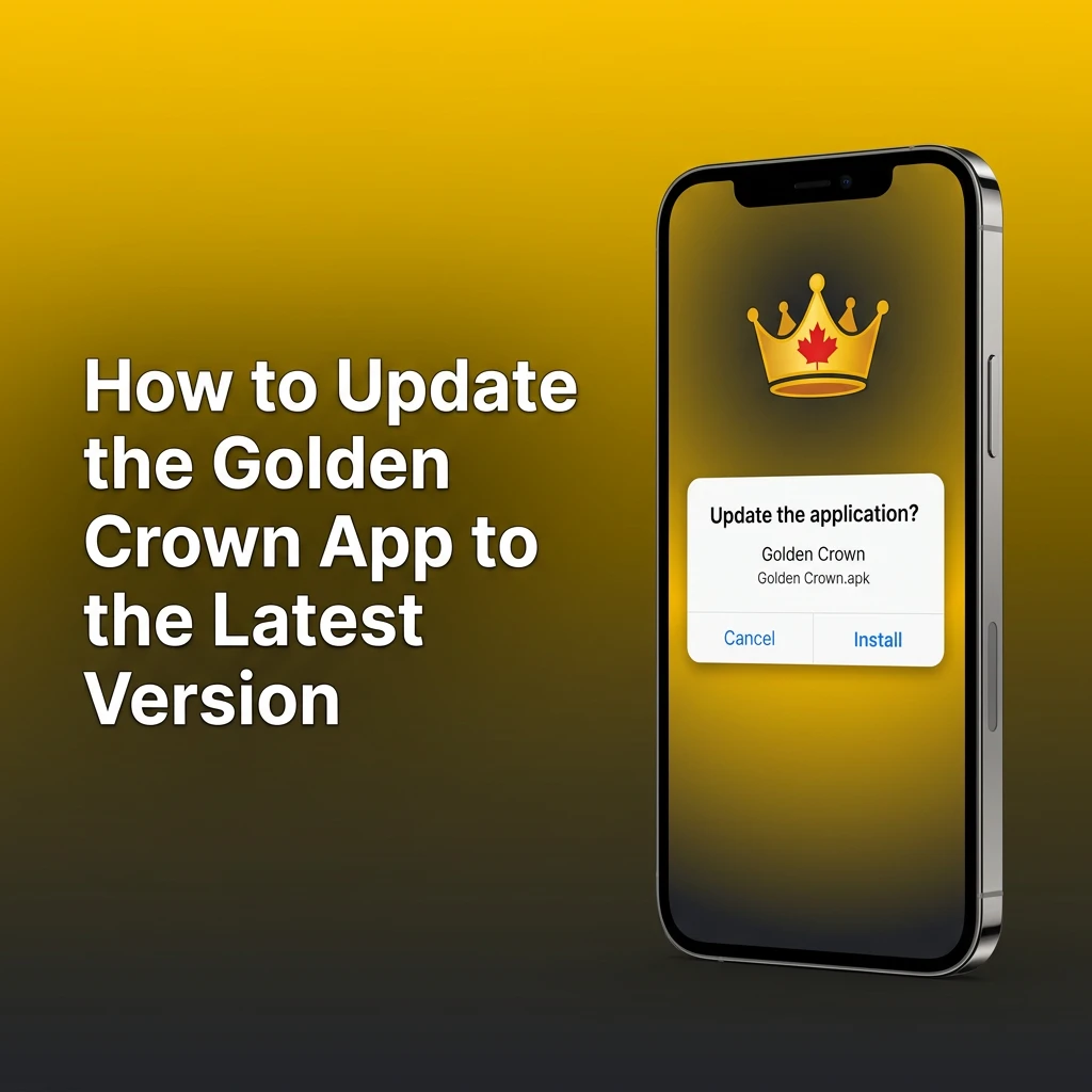 Golden Crown casino app on a smartphone screen, illustrating its automatic background update feature.