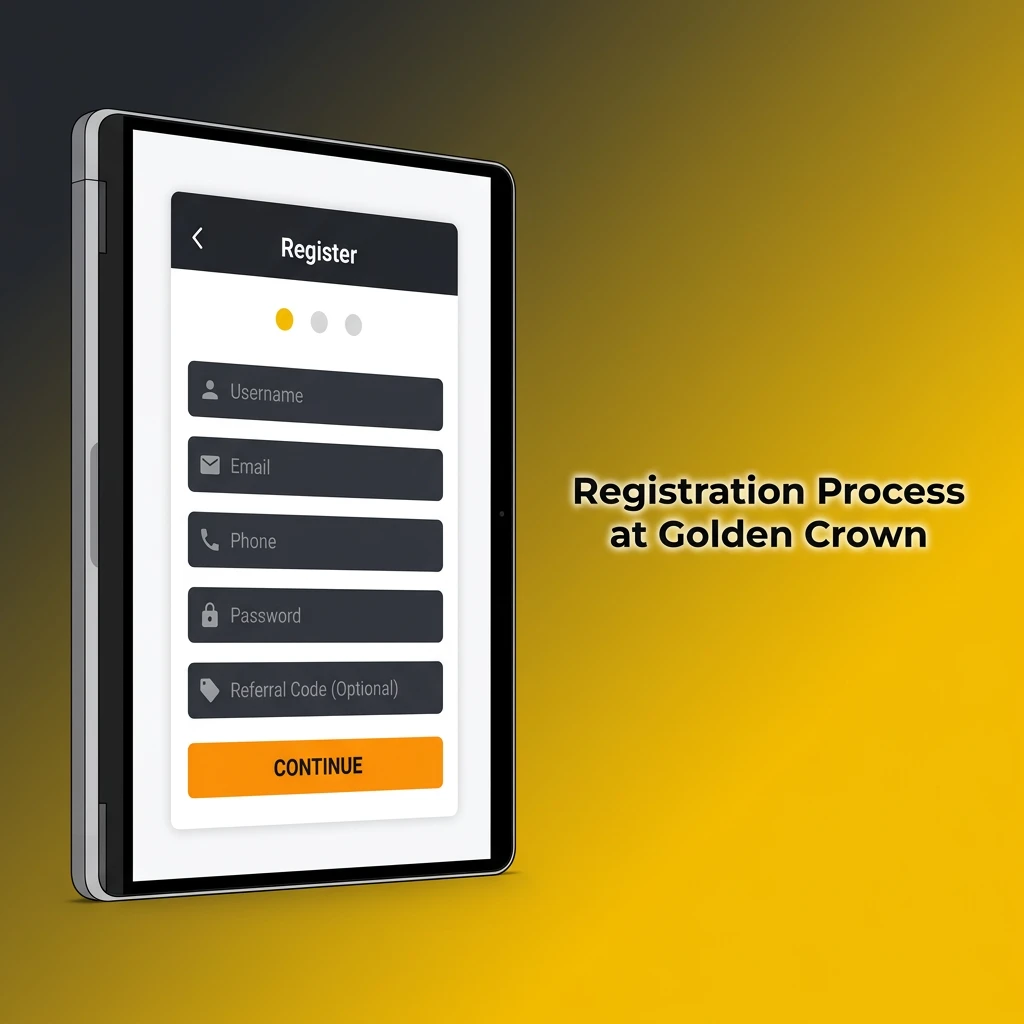 5-step guide to the Golden Crown registration process, from initiating sign-up to finalizing your account setup.