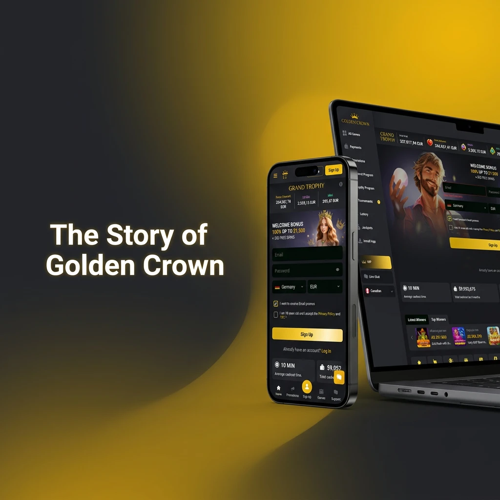 Graphic illustrating the 2020 founding and history of Golden Crown, a trusted Canadian electronic gaming brand.